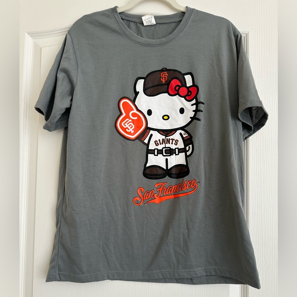 Hello Kitty San Francisco Giants unisex T-Shirt - Gray
